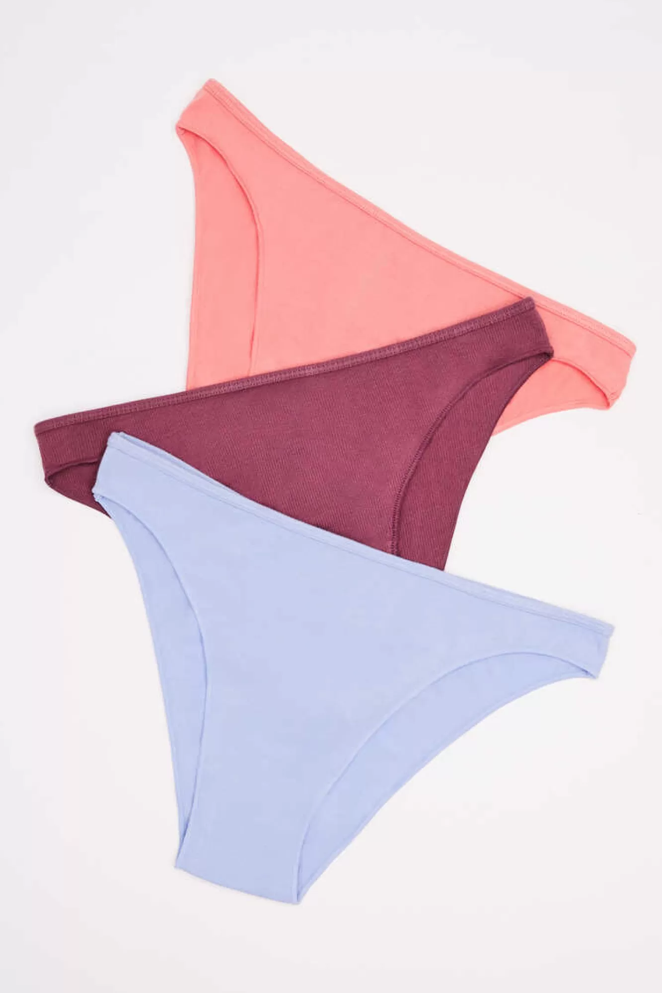 HI&BYE Pack 3 Cuecas Classicas Multicoloridas: Rosa, Lilas, Bordo