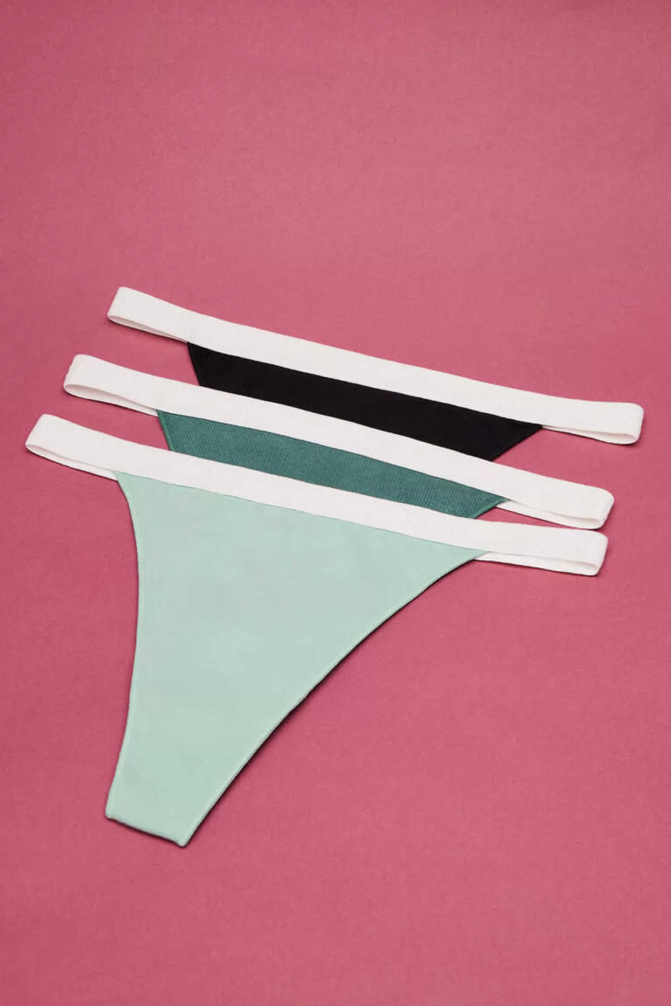HI&BYE Pack 3 Cuequinhas Tanga Multicolor: Preto, Verde-Claro, Verde-Escuro