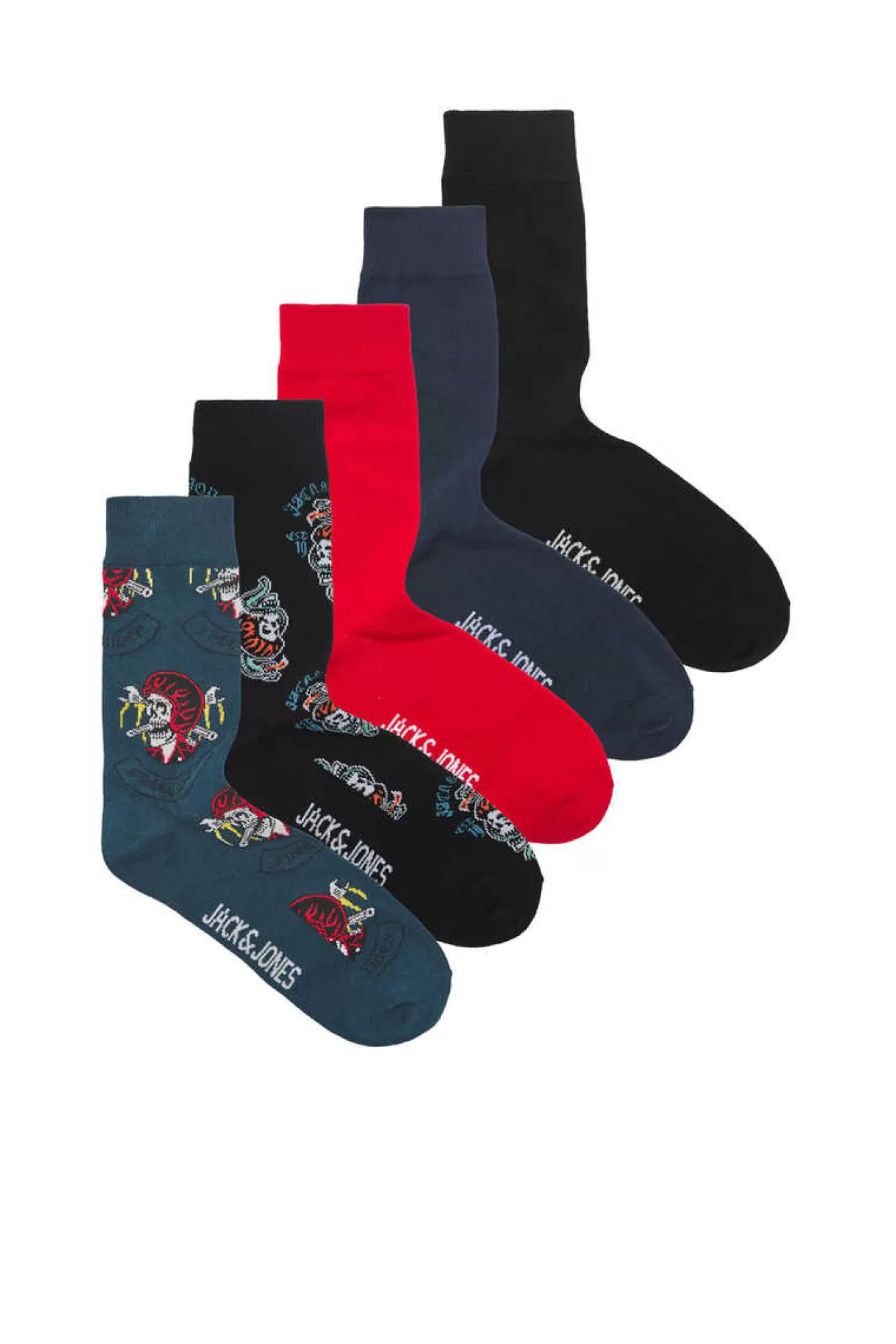 Jack & Jones Pack De 5 Meias Altas Print Caveiras