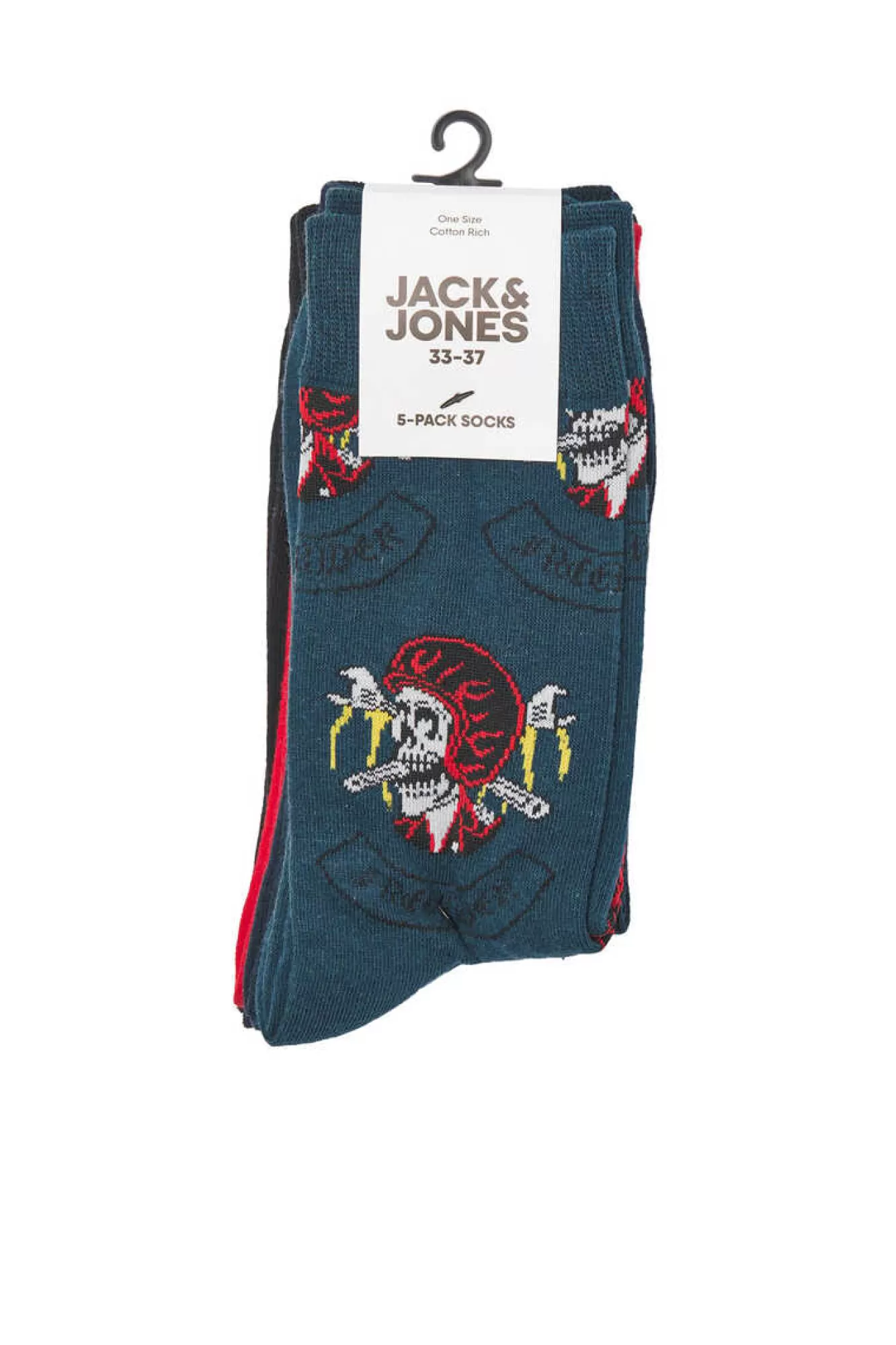 Jack & Jones Pack De 5 Meias Altas Print Caveiras