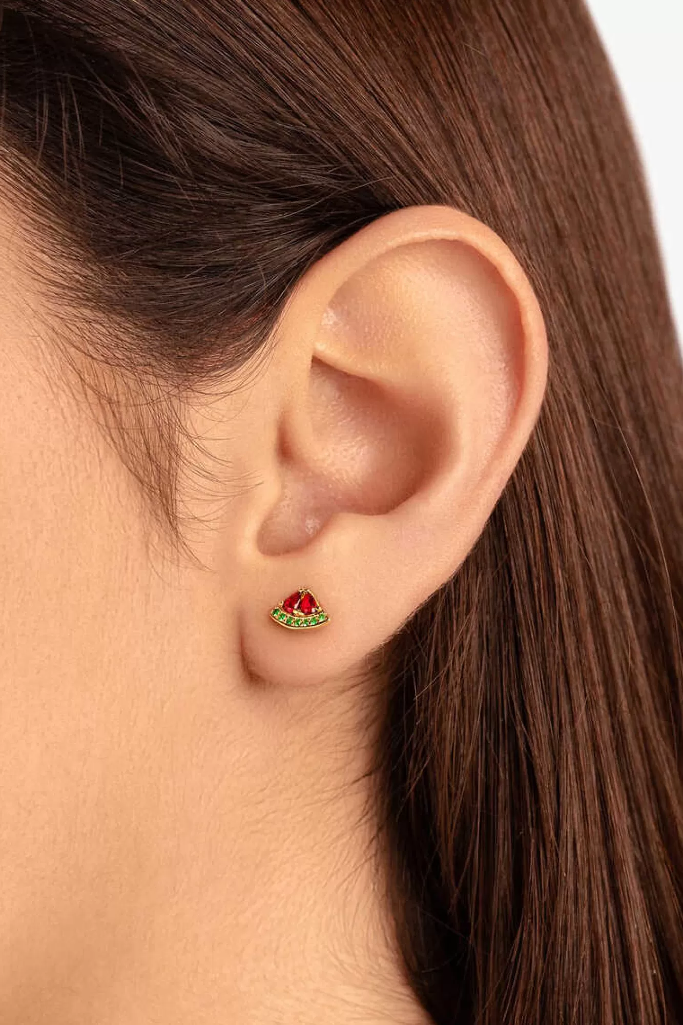 Singularu Pendiente Suelto Tropical Watermelon Plata Bano Oro