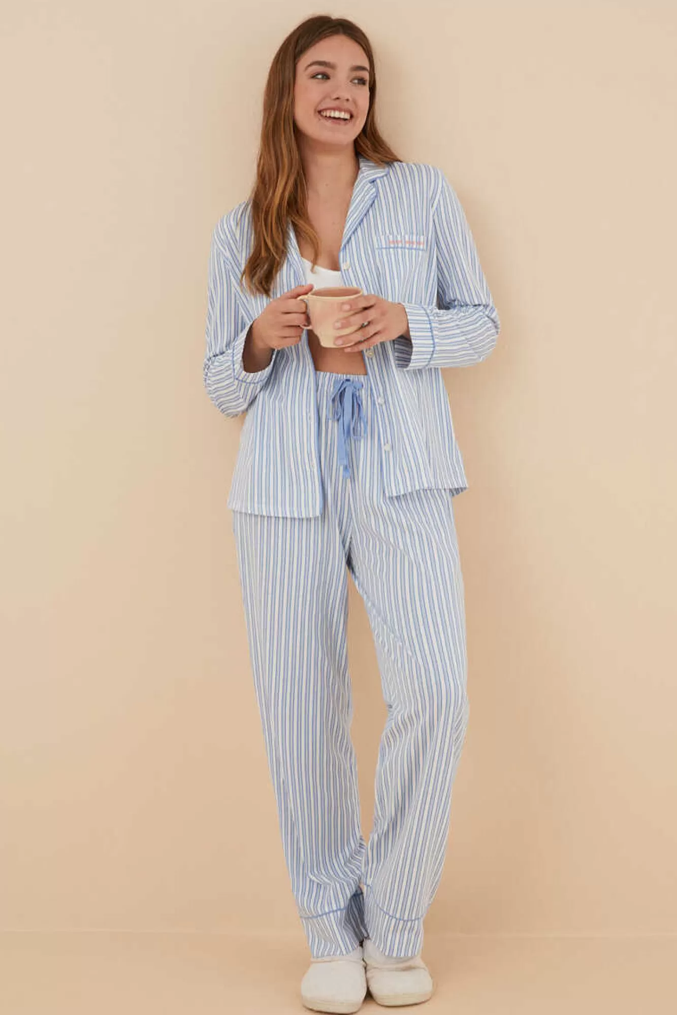 Women'secret Pijama Camiseiro 100% Algodao Riscas