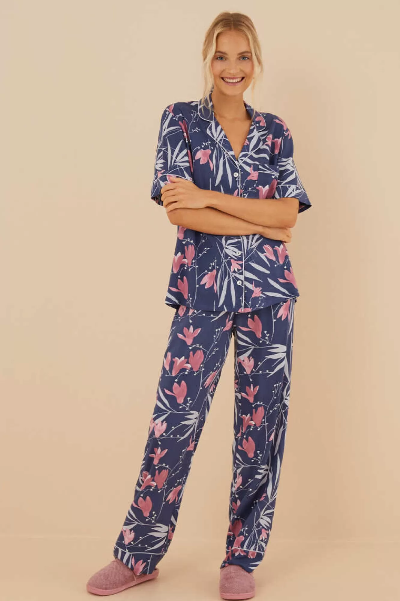Women'secret Pijama Camiseiro Com Estampado De Flores De Moniquilla