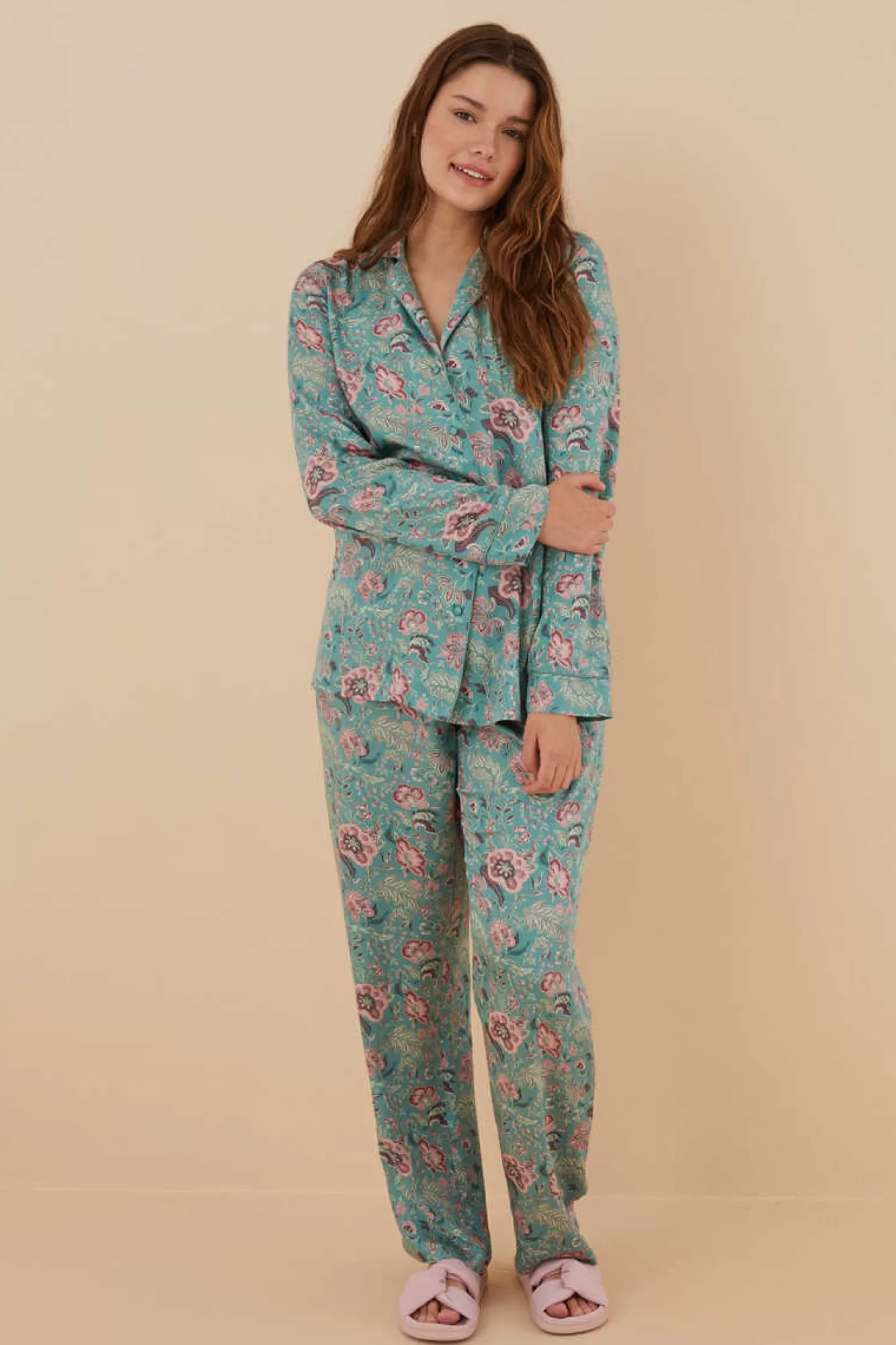 Women'secret Pijama Camiseiro Flores Viscose Cetim