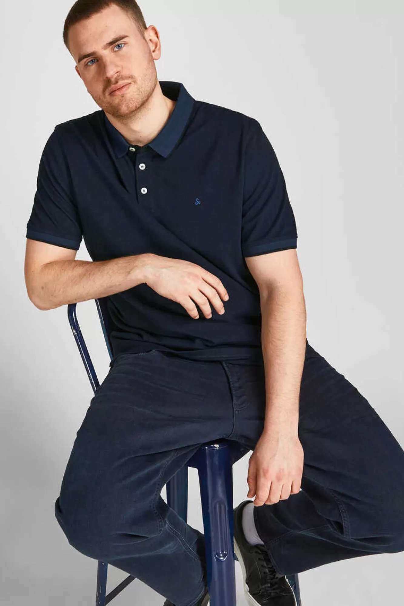 Jack & Jones PLUS Polo De Manga Curta Com Bordado Frontal De Algodao Organico Plus