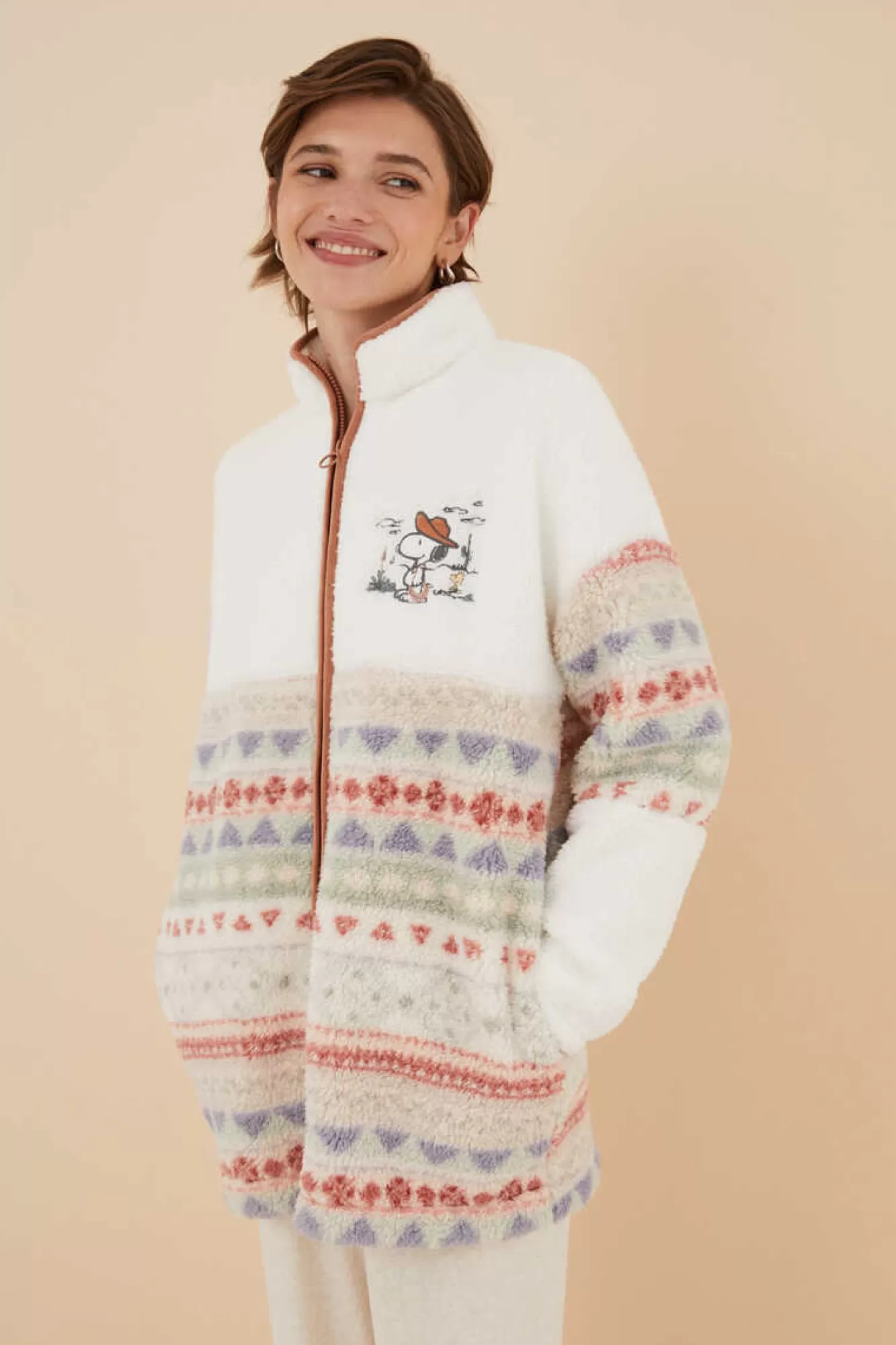 Women'secret Robe Curto Em Borrego Do Snoopy