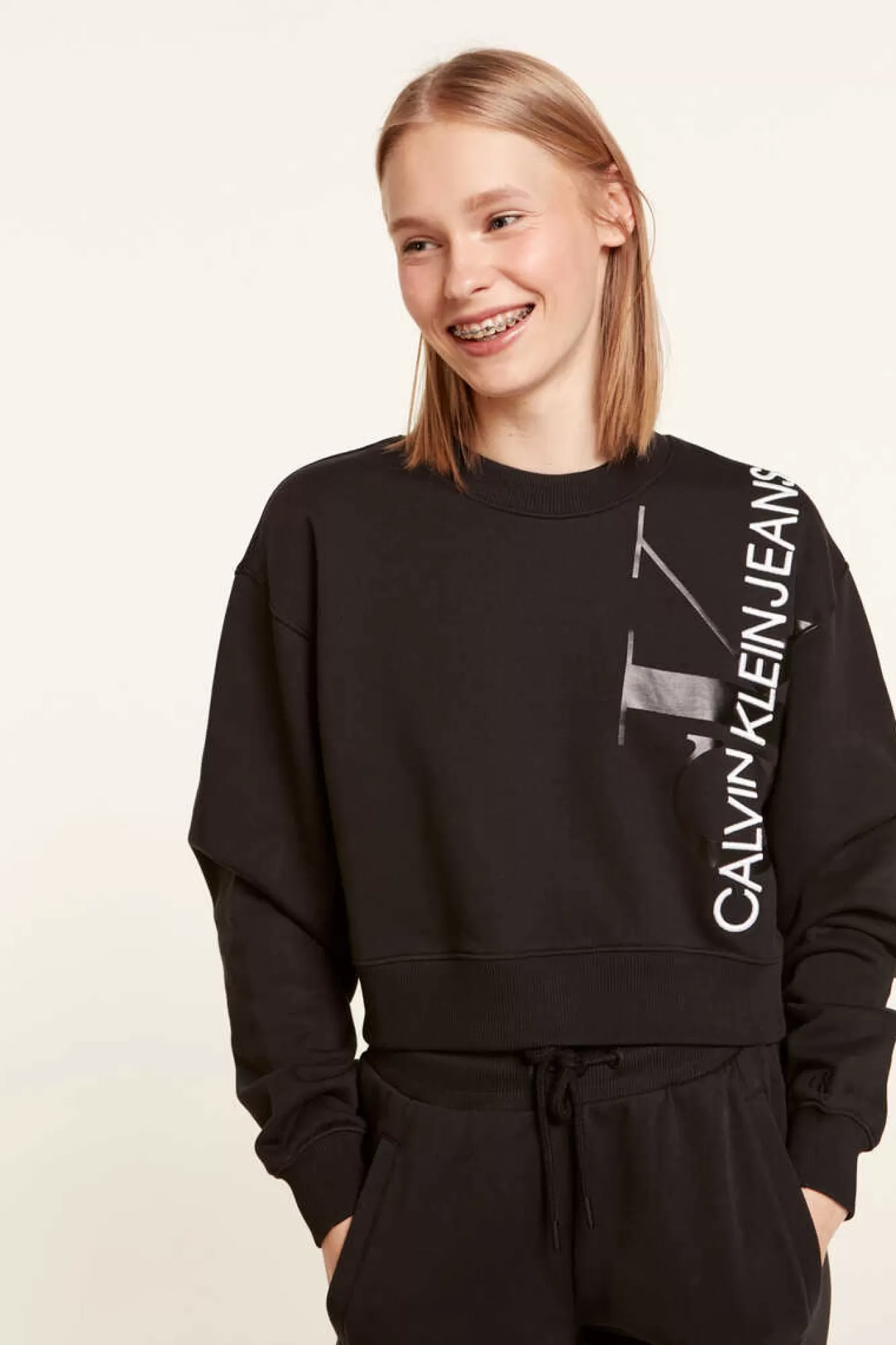 Calvin Klein Sweatshirt De Manga Comprida E Gola Caixa