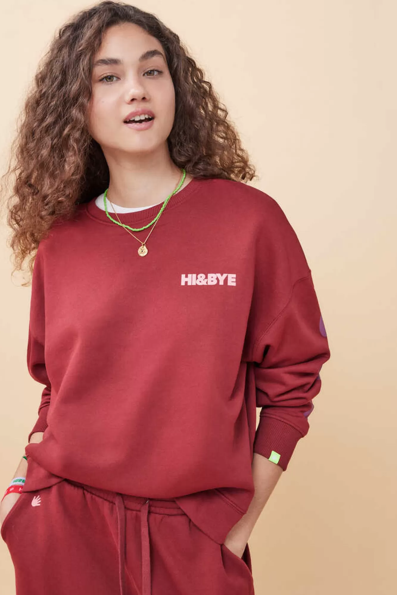 HI&BYE Sweatshirt Felpa Vermelha Logo Manga