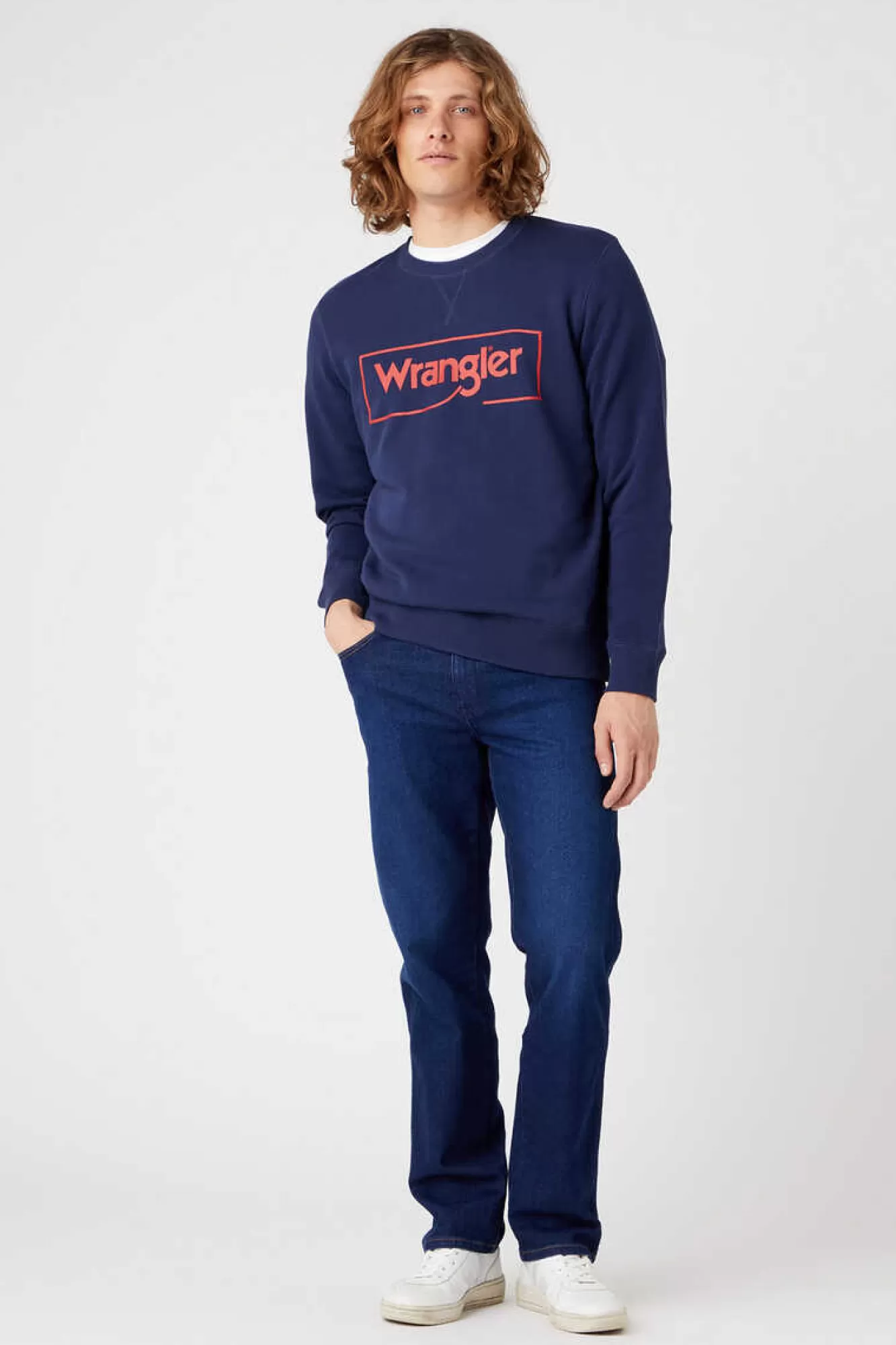 Wrangler Sweatshirt Marinho De Ajuste Regular