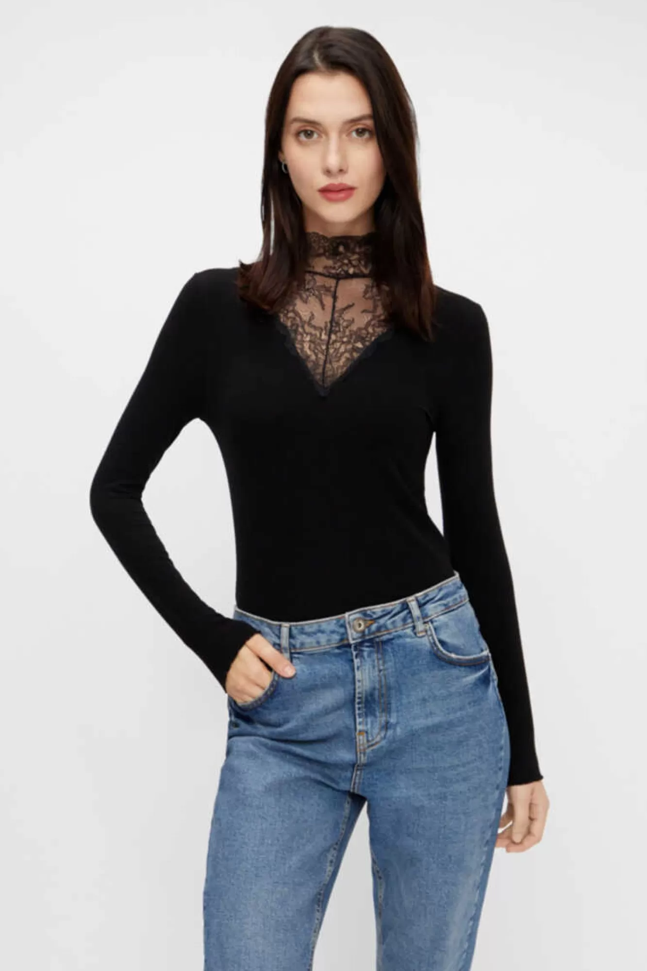 Pieces Top De Manga Comprida E Viscose