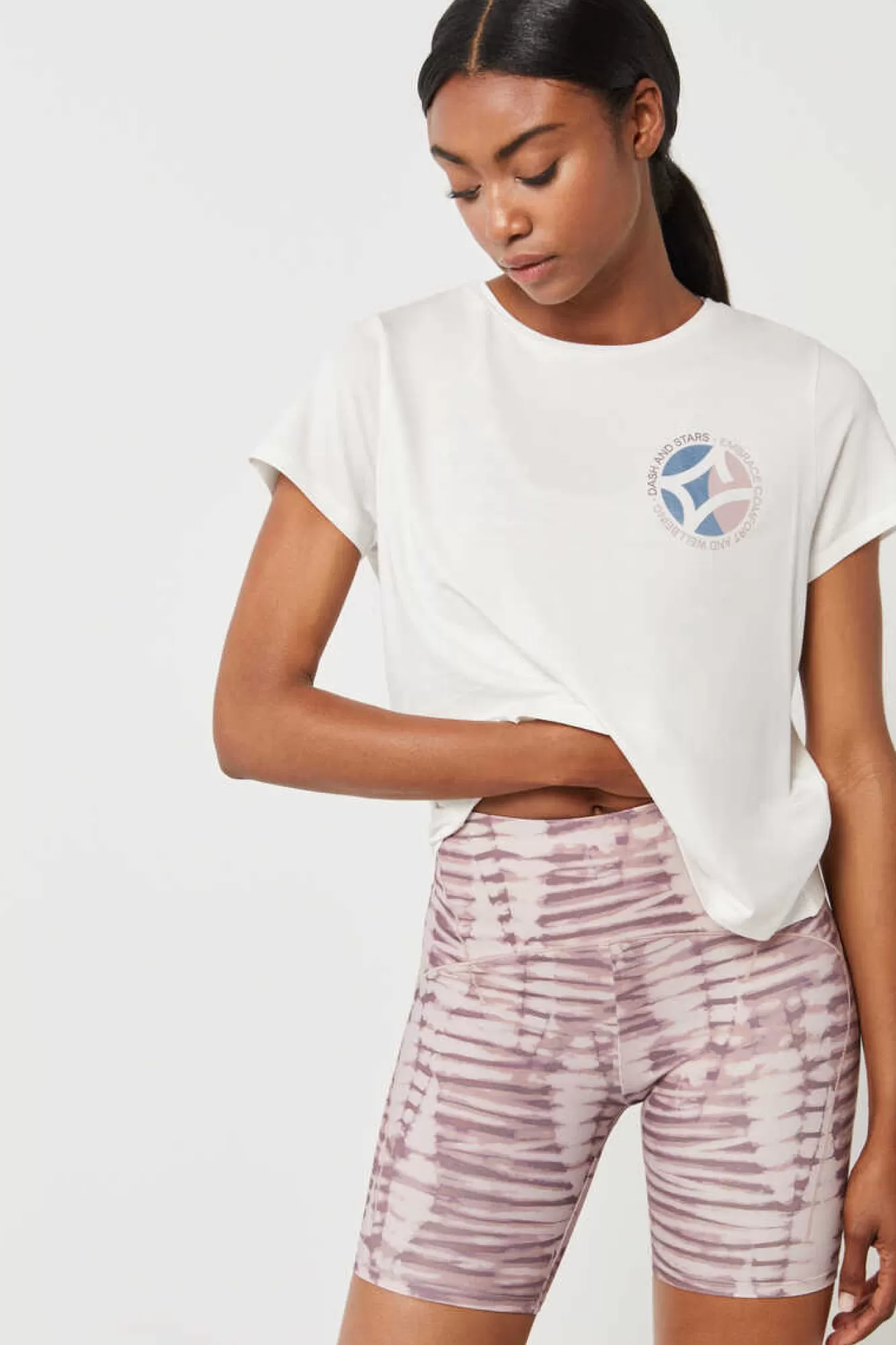 Dash and Stars T-Shirt Branca Fluida Modal