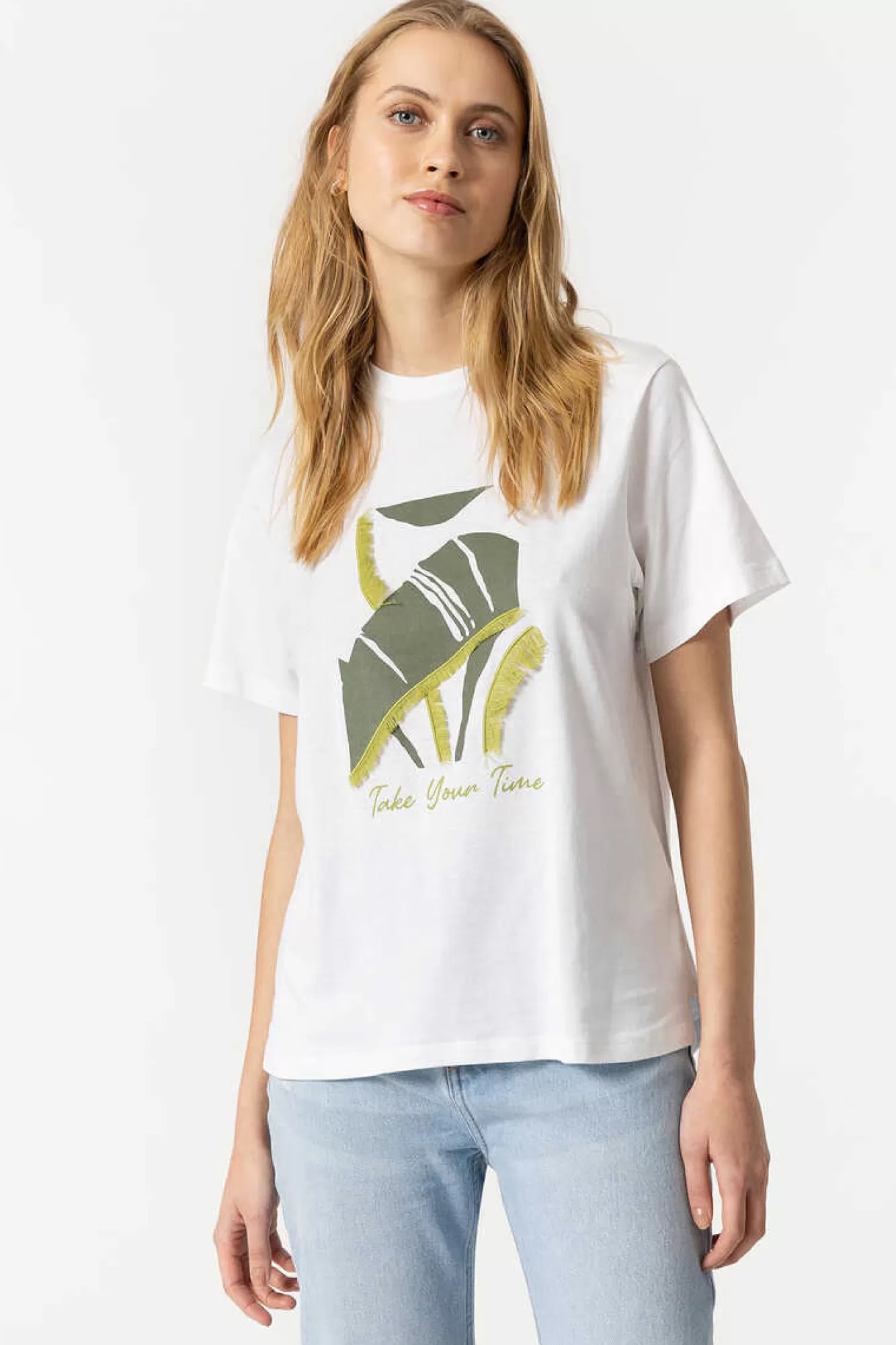 Tiffosi T-Shirt Estampada Frontal Com Franjas
