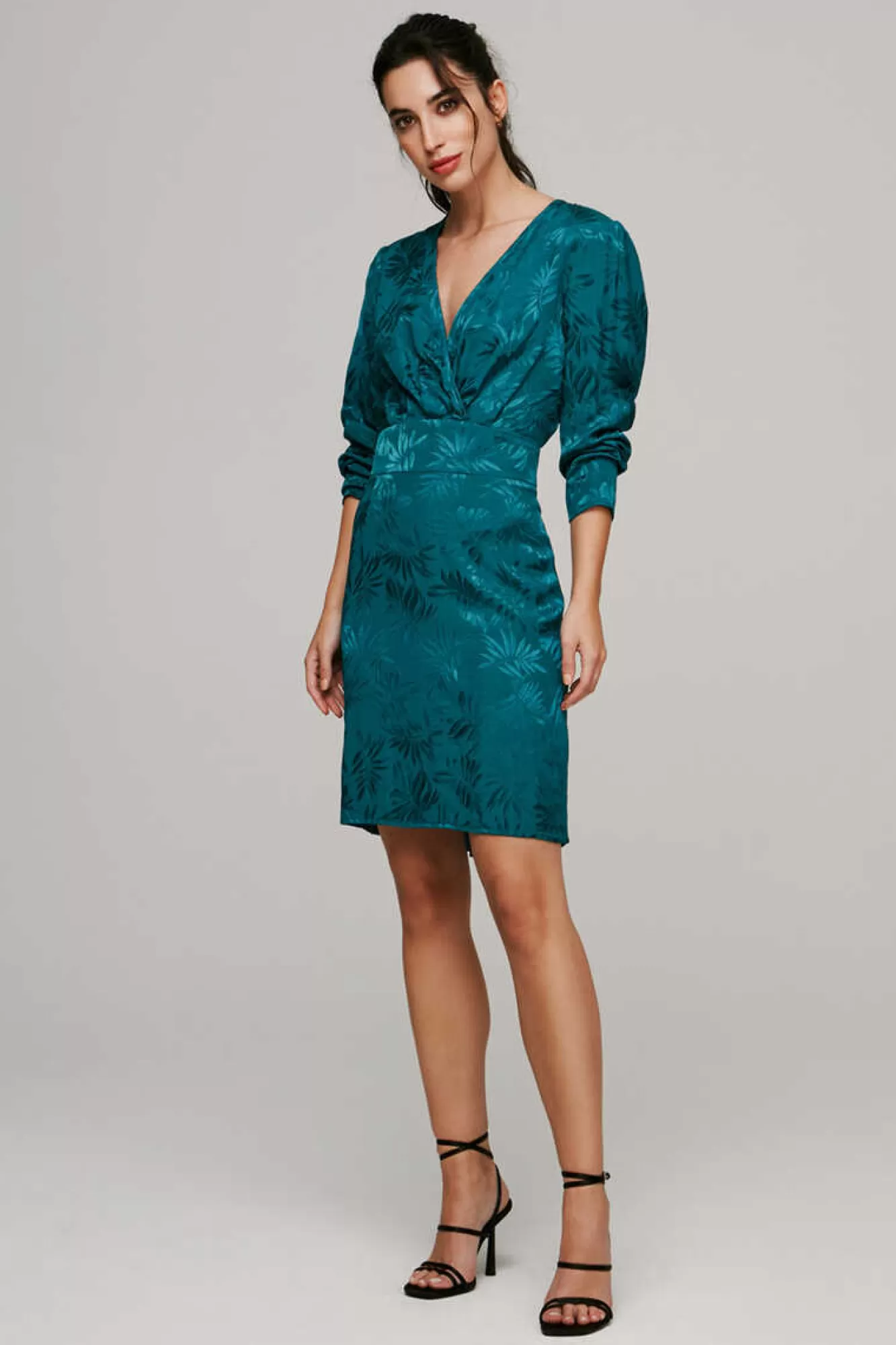 Vila Vestido Acetinado Jacquard
