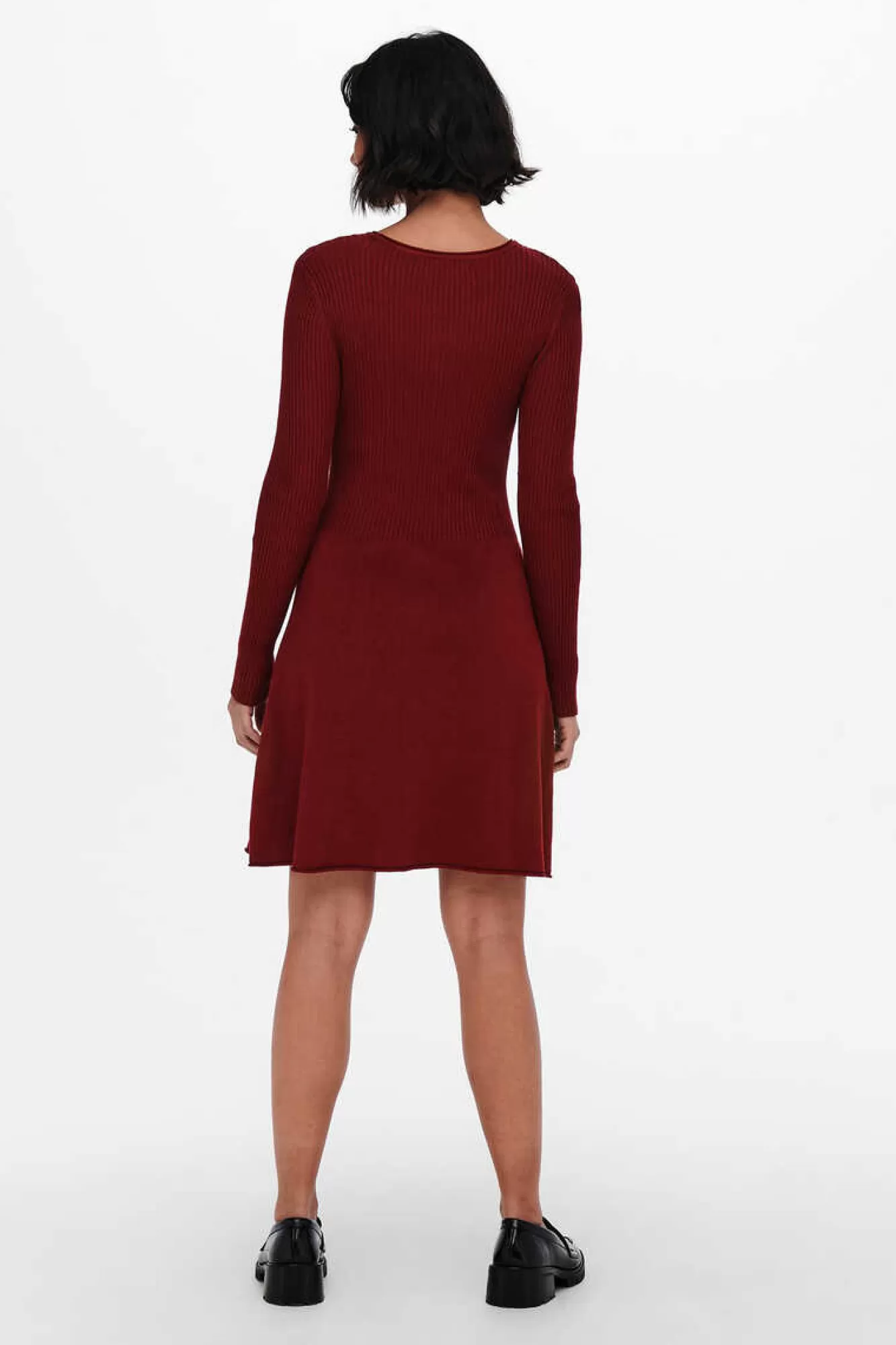 Only Vestido Canelado Manga Comprida