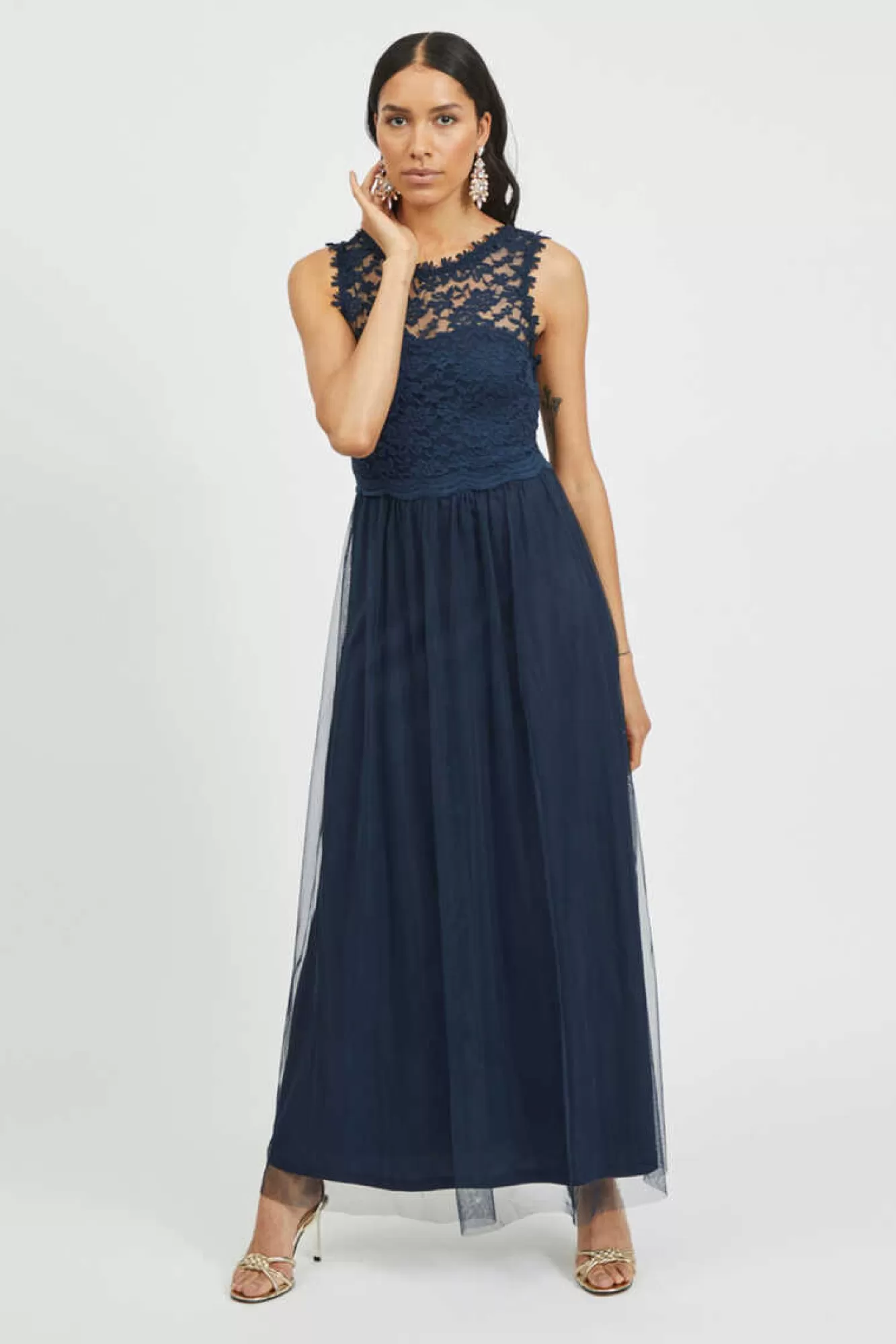 Vila Vestido Comprido Saia Tule
