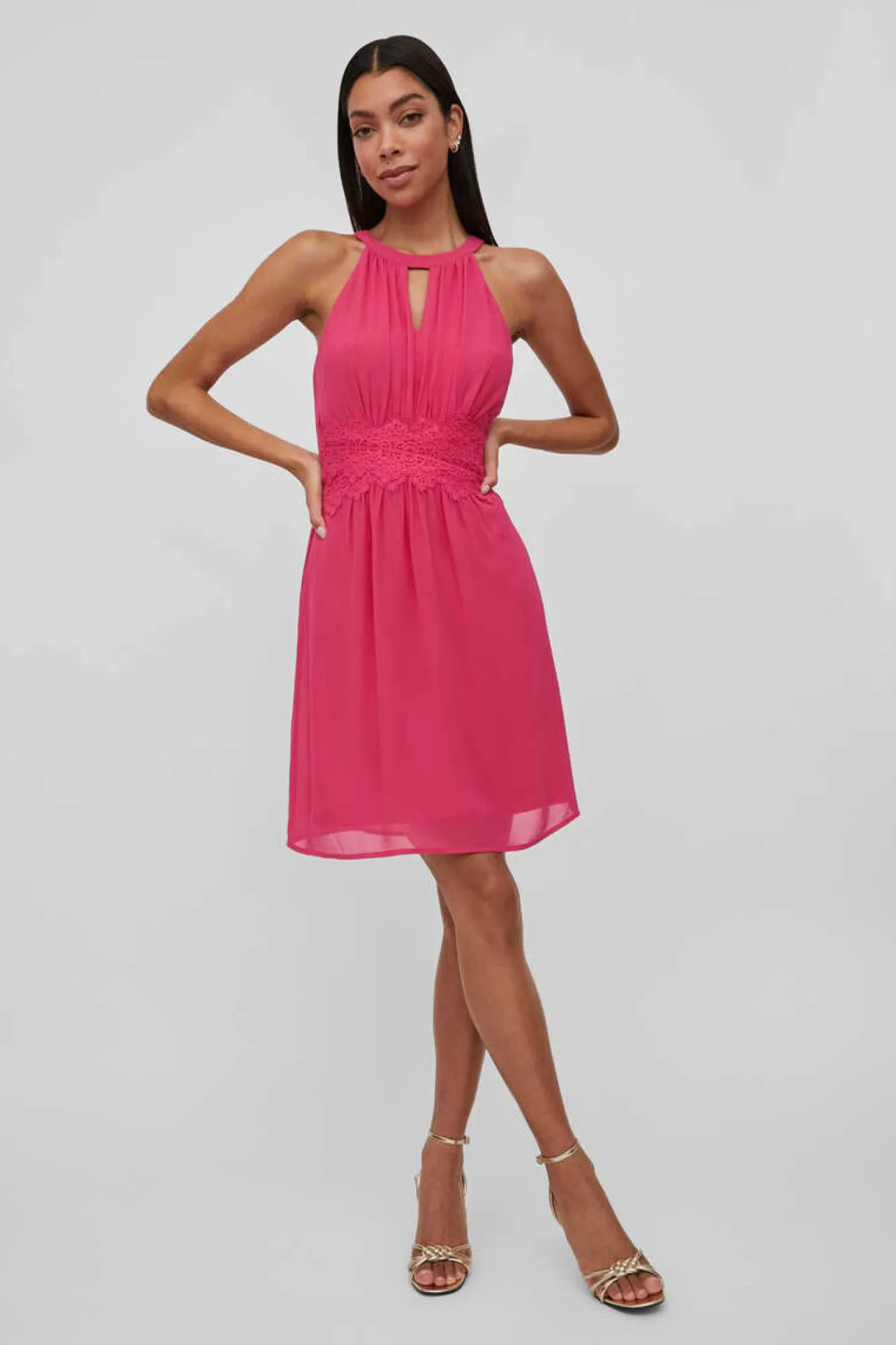 Vila Vestido Curto Com Gola Halter