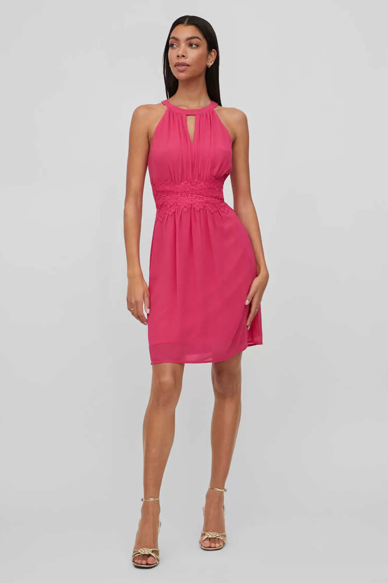 Vila Vestido Curto Com Gola Halter