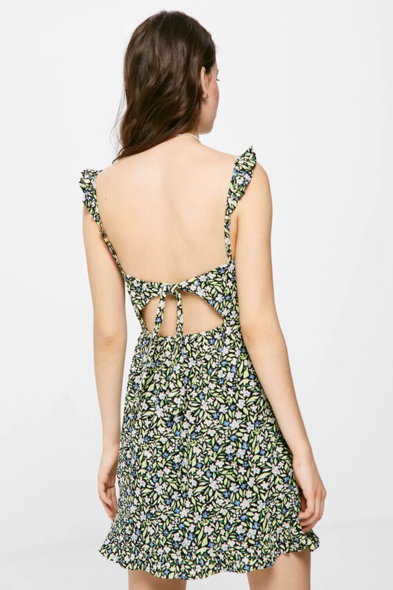 * Vestido Curto Estampado Laco Costas