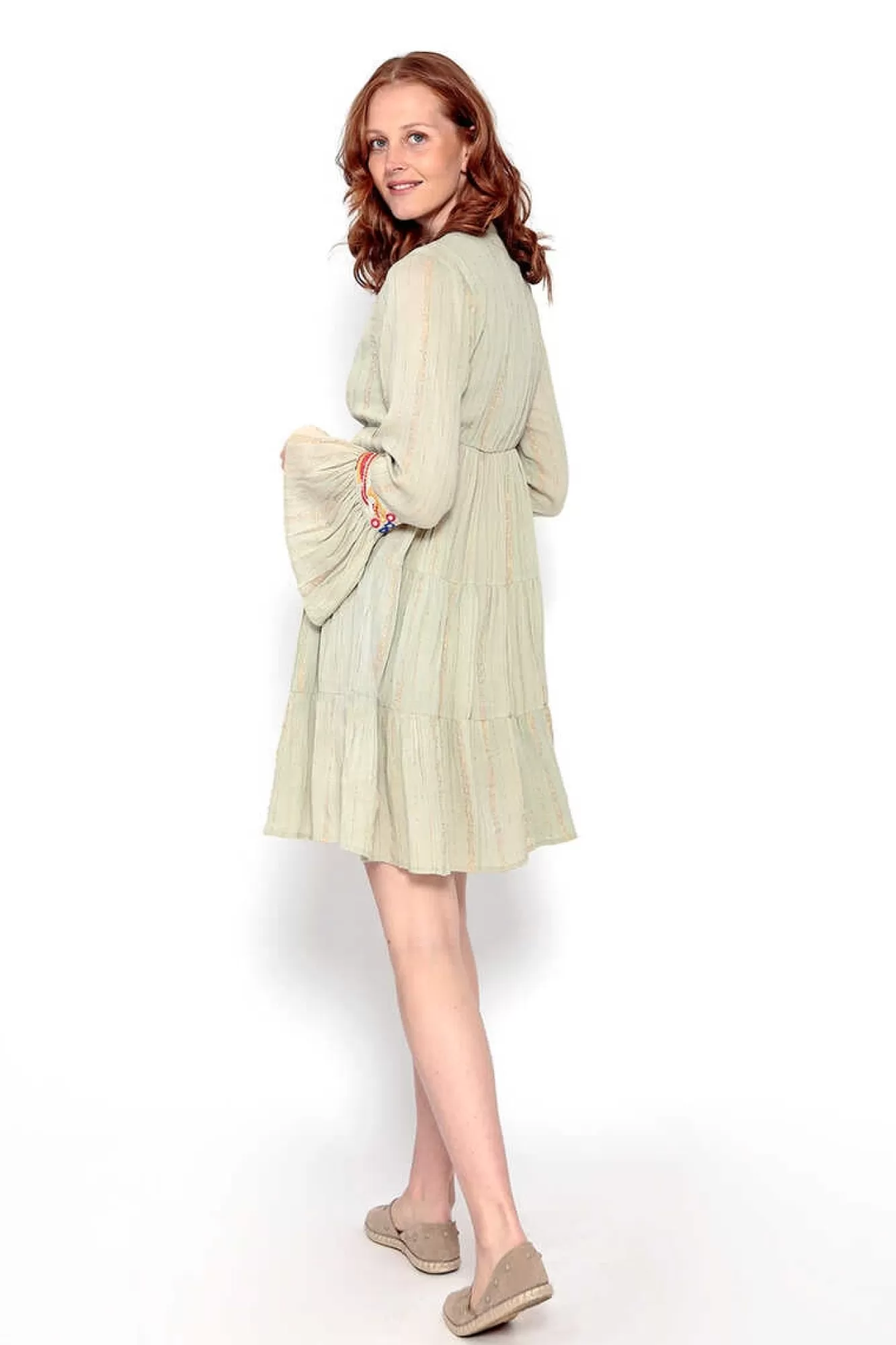 Brave Soul Vestido De Manga Comprida Com Bordados E Espelhos