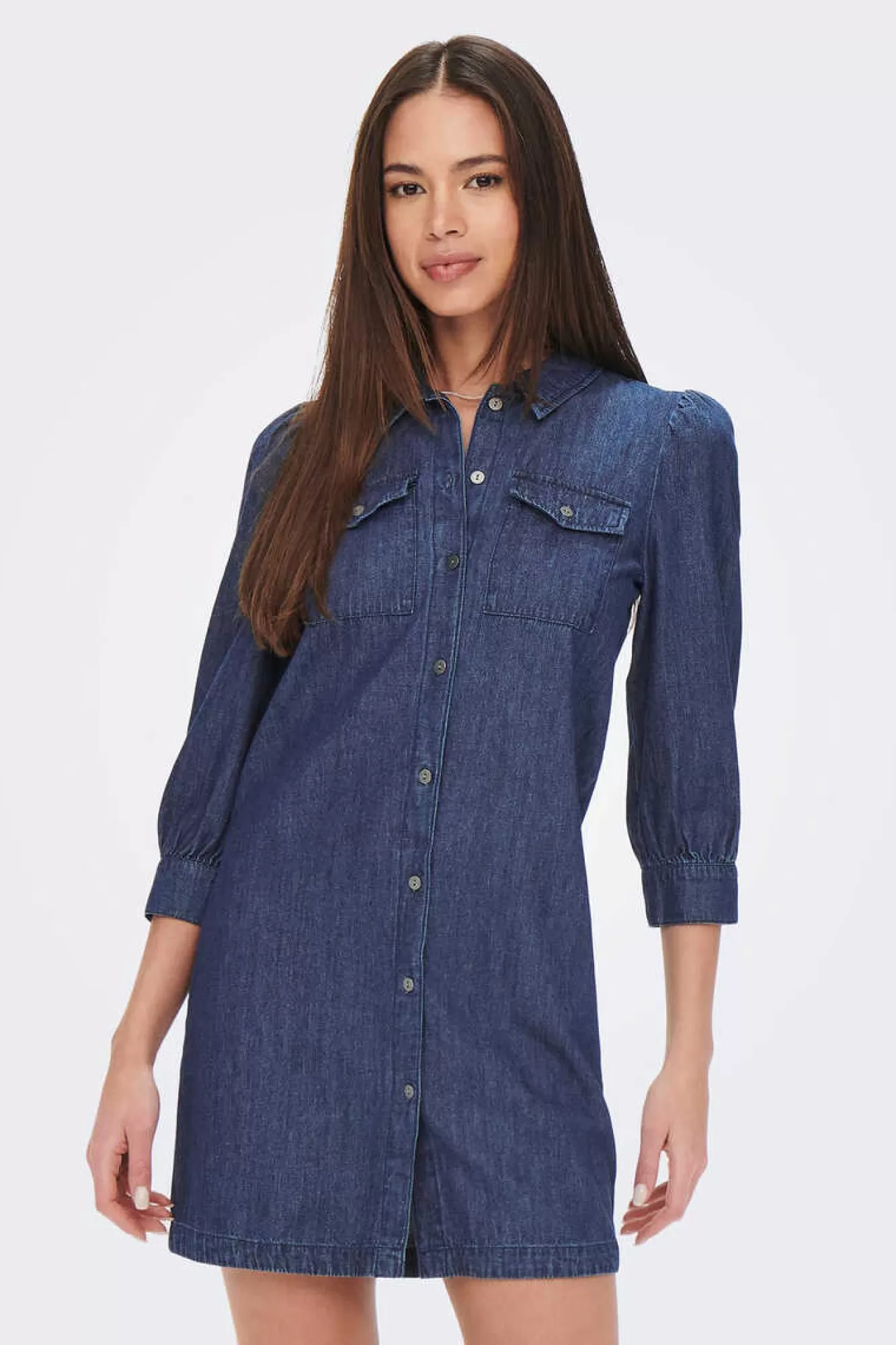 Only Vestido Denim Manga Comprida