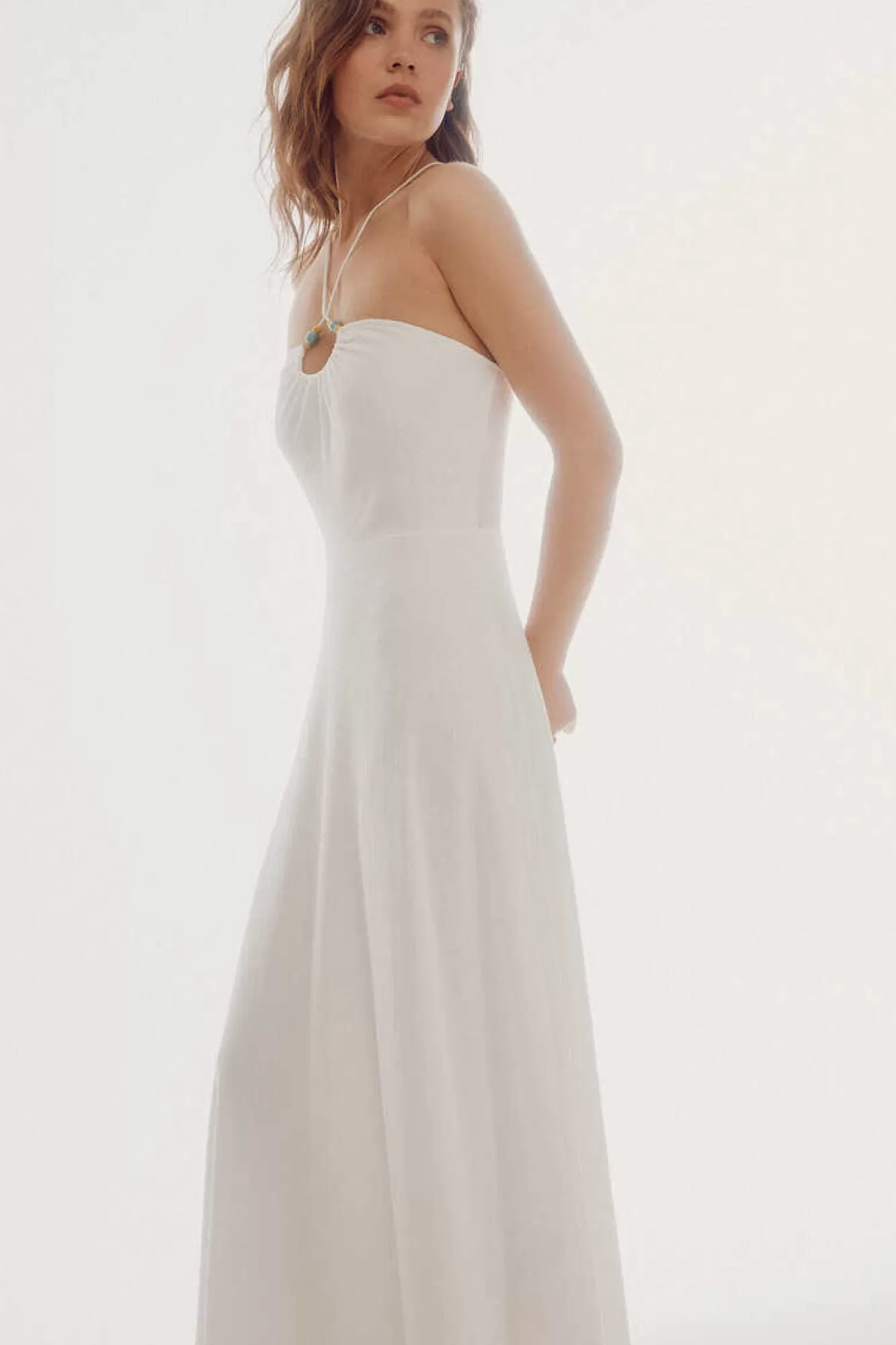 Slowlove Vestido Halter Com Missangas