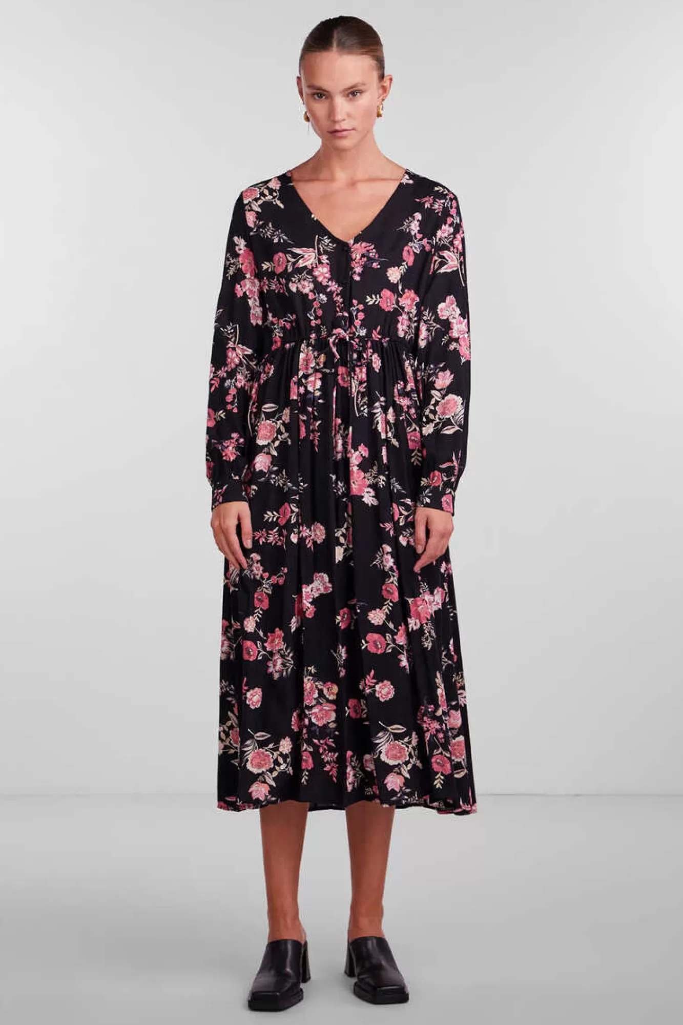 Pieces Vestido Midi Com Estampado Floral