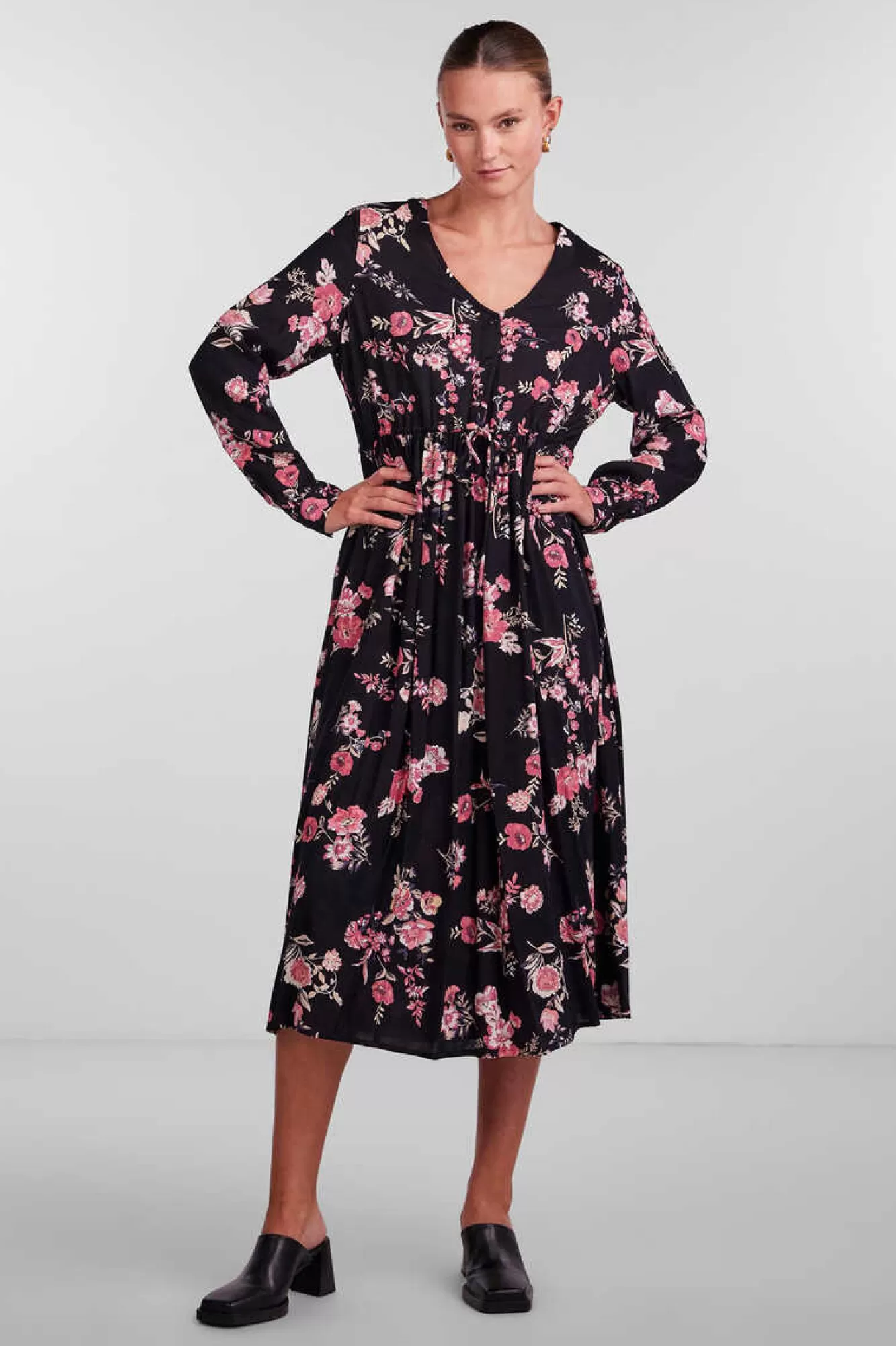 Pieces Vestido Midi Com Estampado Floral
