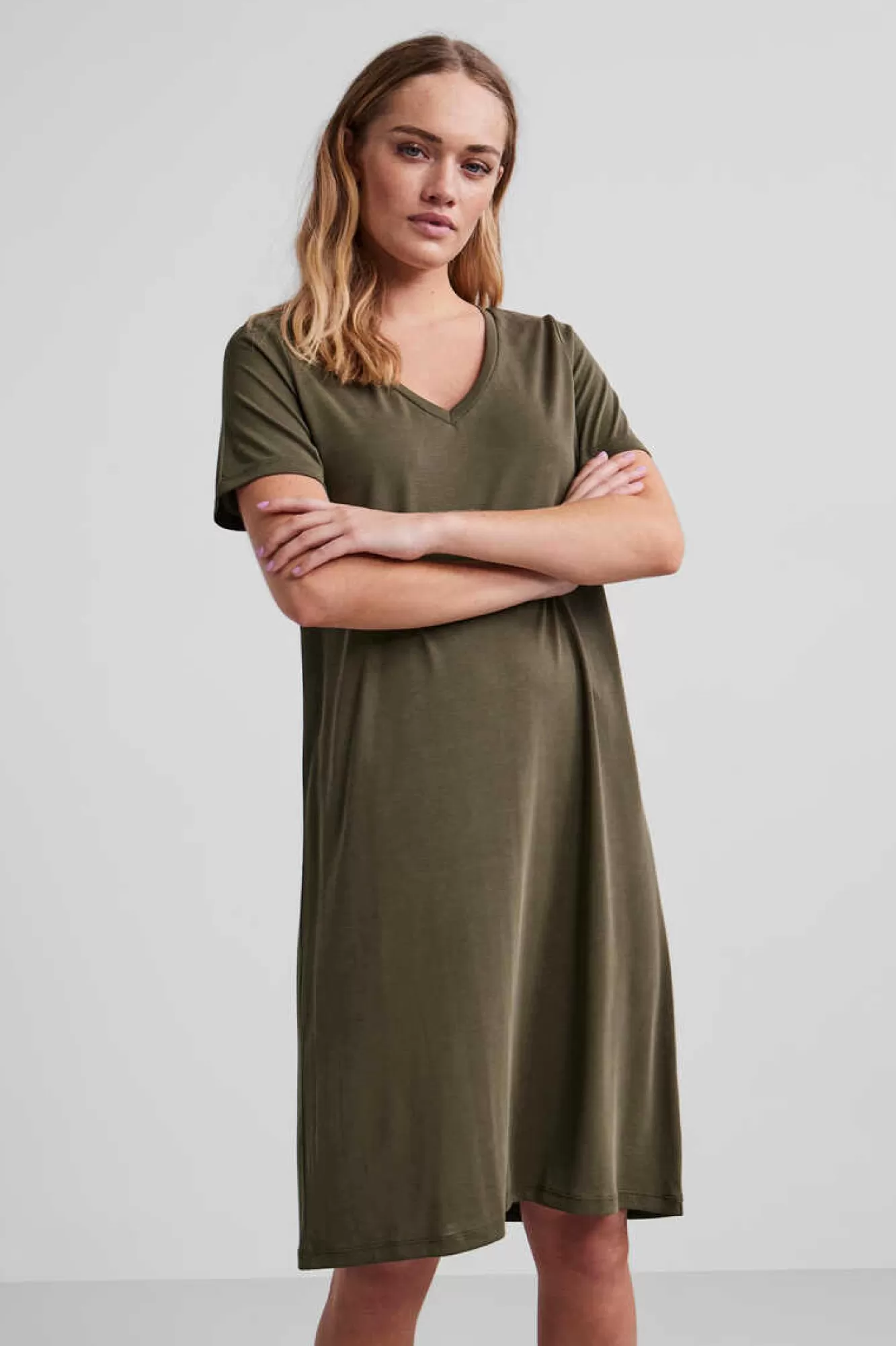 Pieces Vestido Midi De Tencel