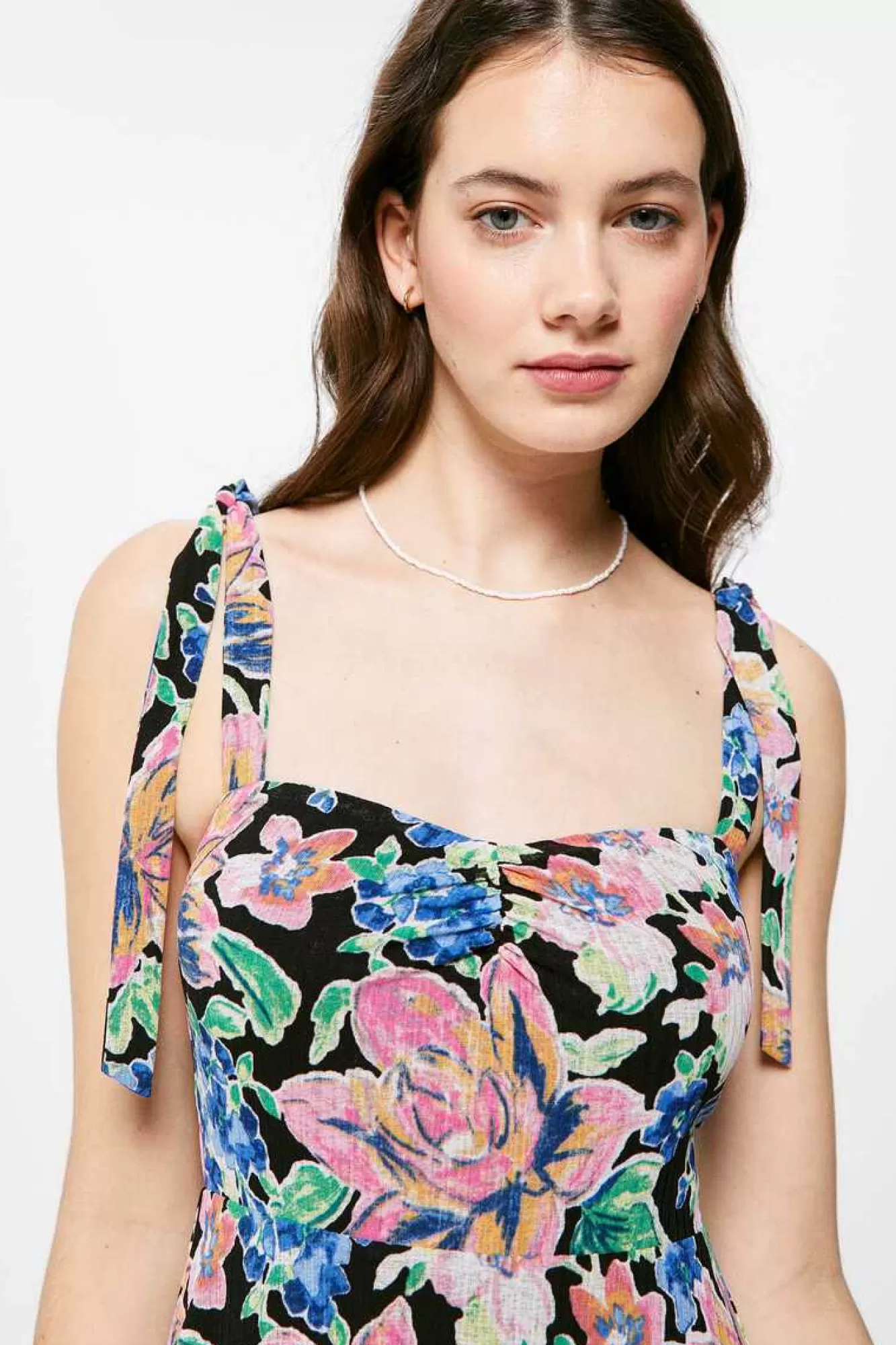 * Vestido Midi Estampado Alcas Laco