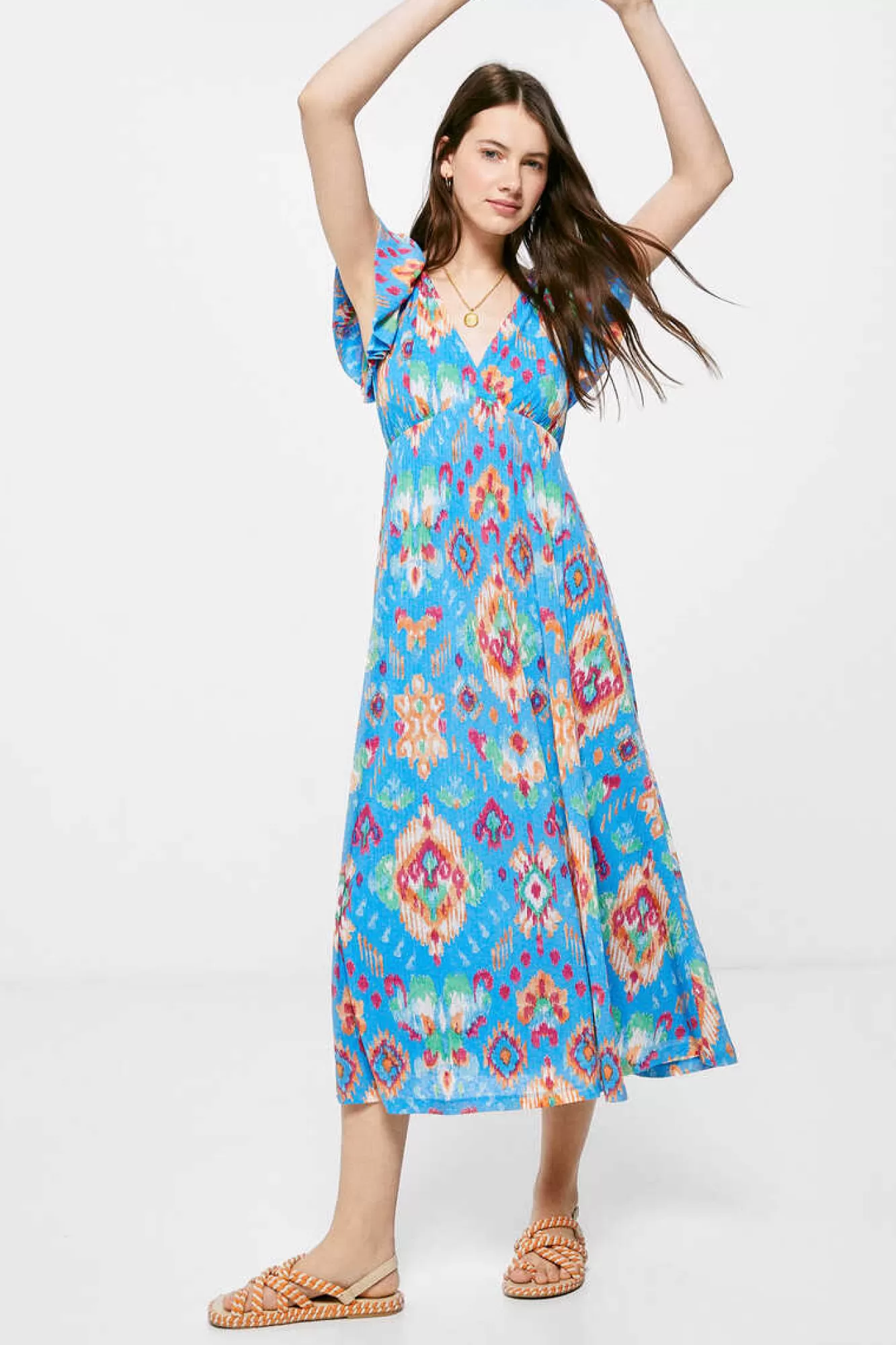 * Vestido Midi Estampado Costas Zigzag