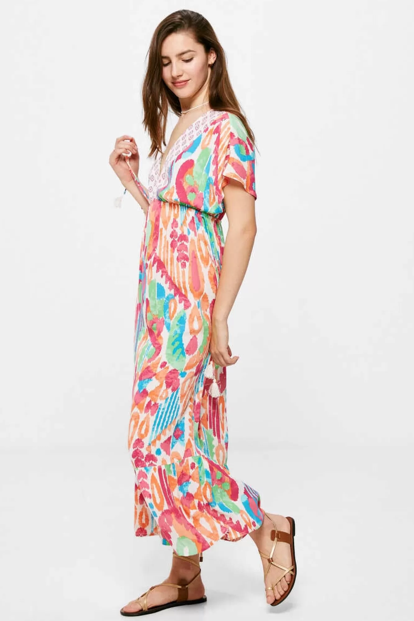 * Vestido Midi Estampado Lacos