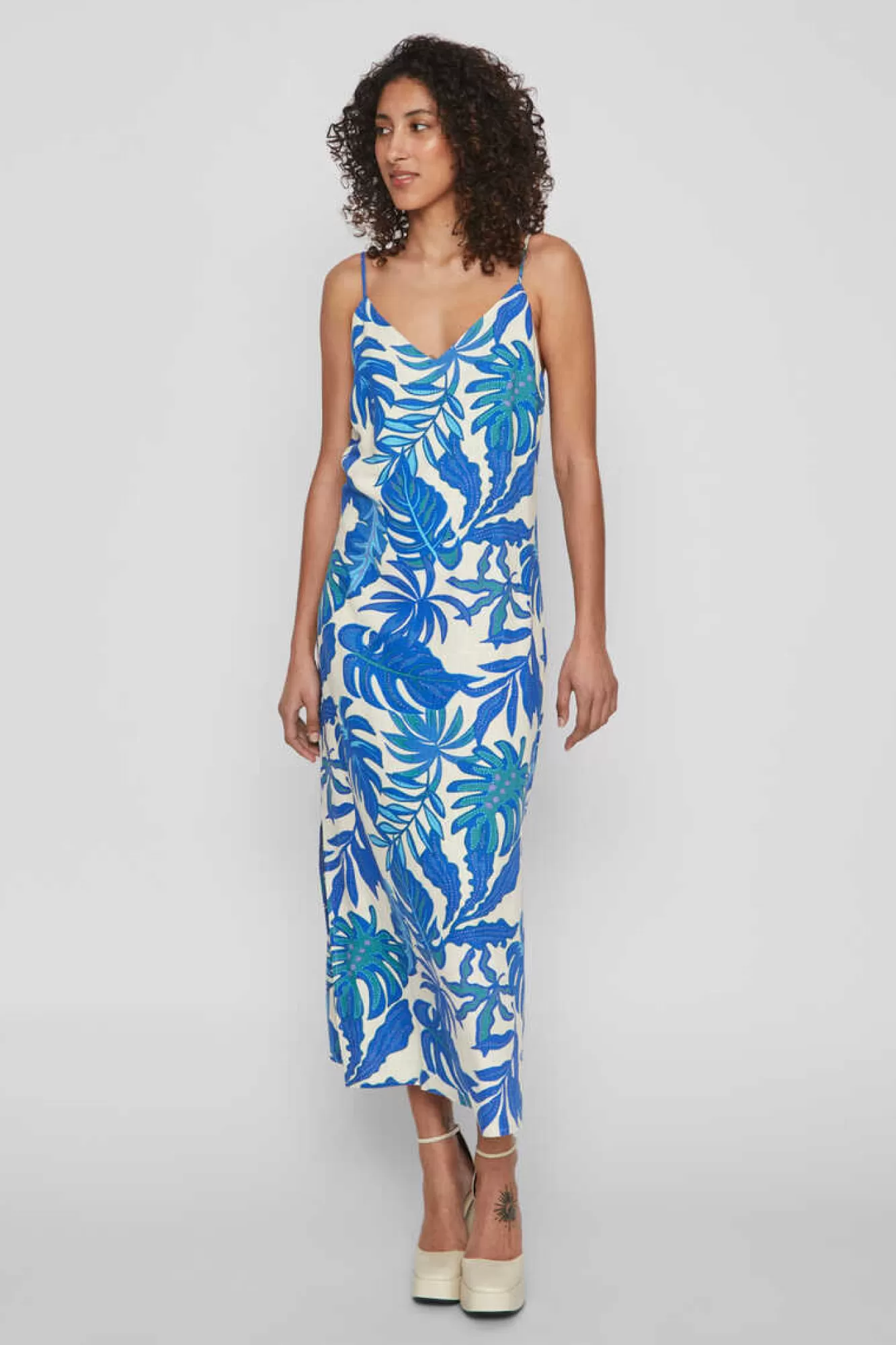 Vila Vestido Midi Linho