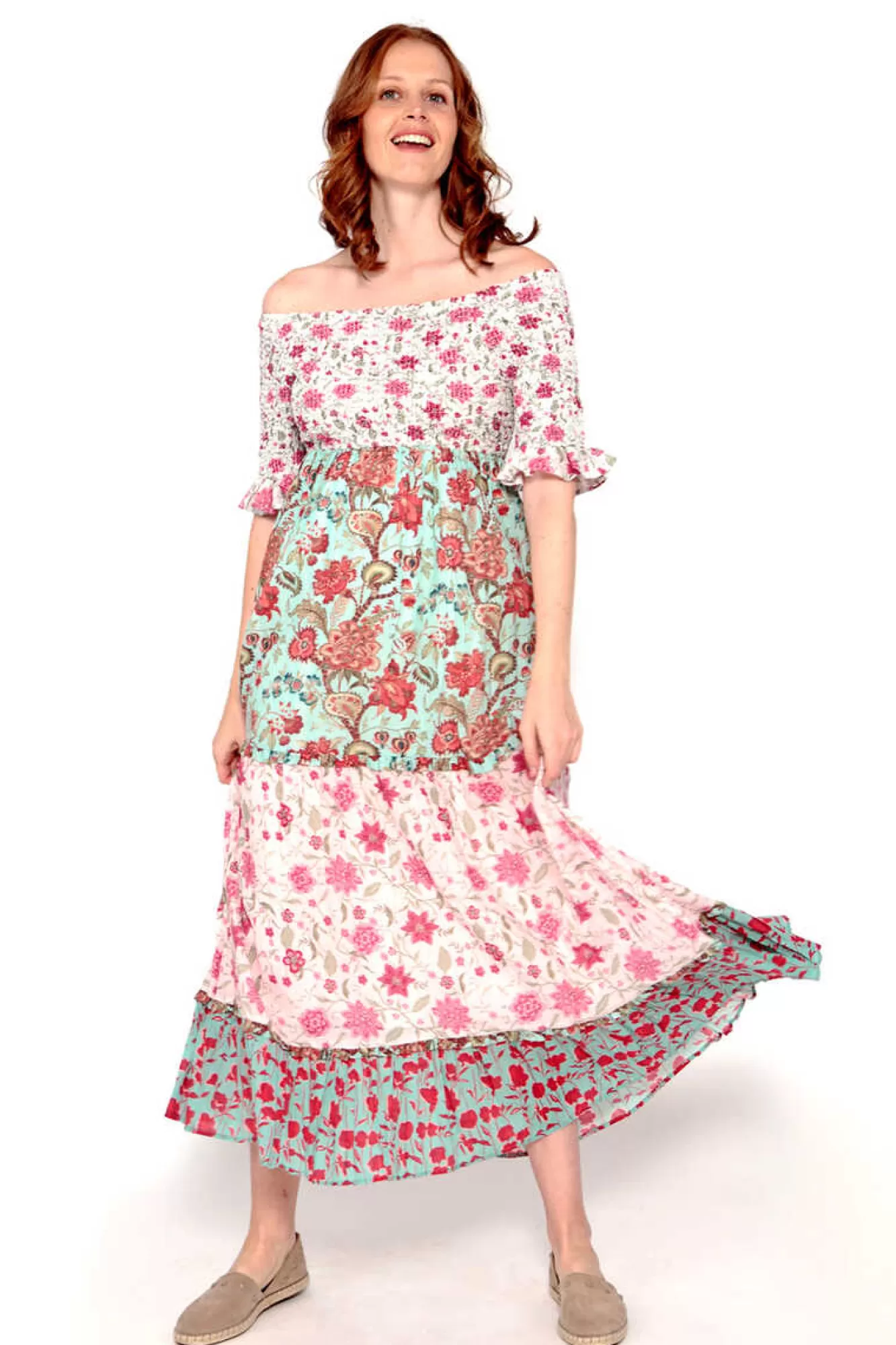 Brave Soul Vestido Tricolor De Manga Com Print