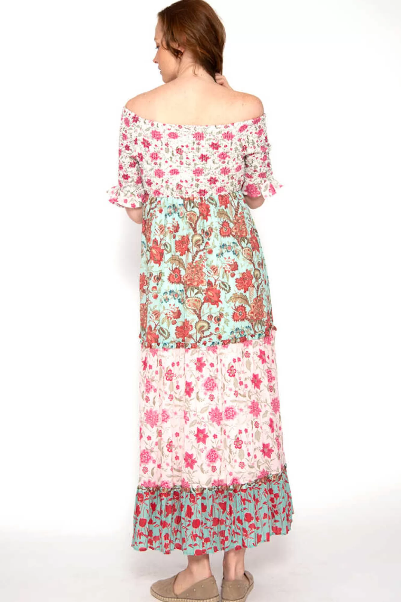 Brave Soul Vestido Tricolor De Manga Com Print